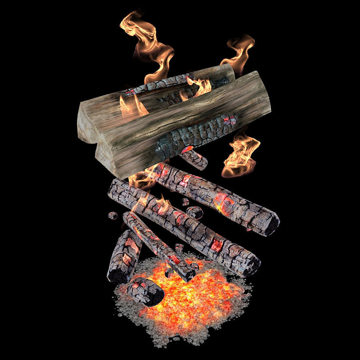 Animated fireplace 3D model_3
