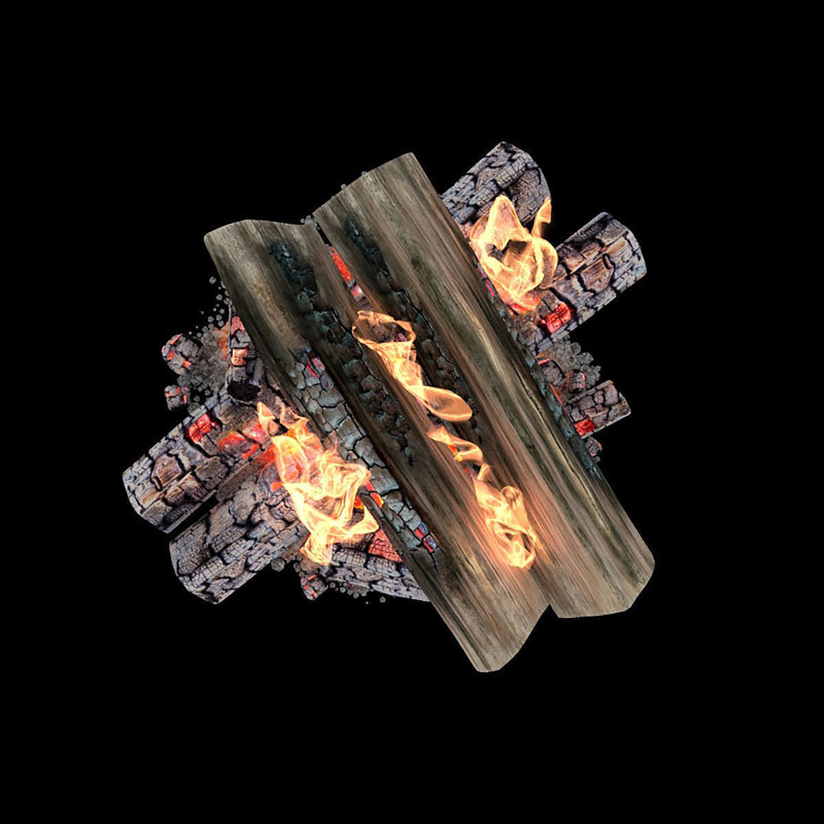 Animated fireplace 3D model_4