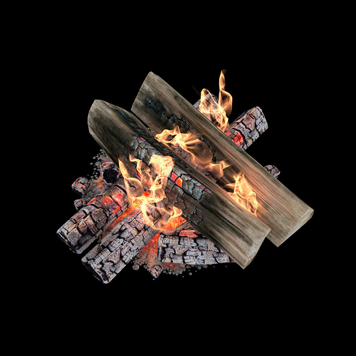 Animated fireplace 3D model_0