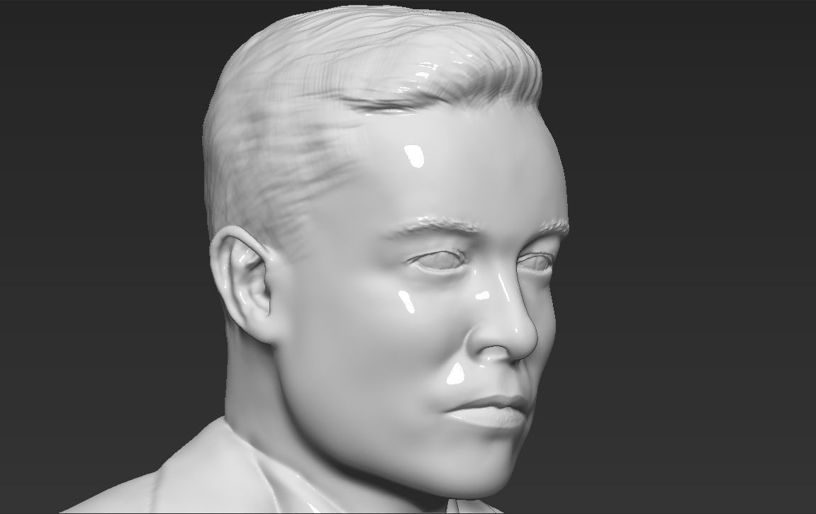 Elon Musk bust 3D printing ready obj stl formats 3D print model_13