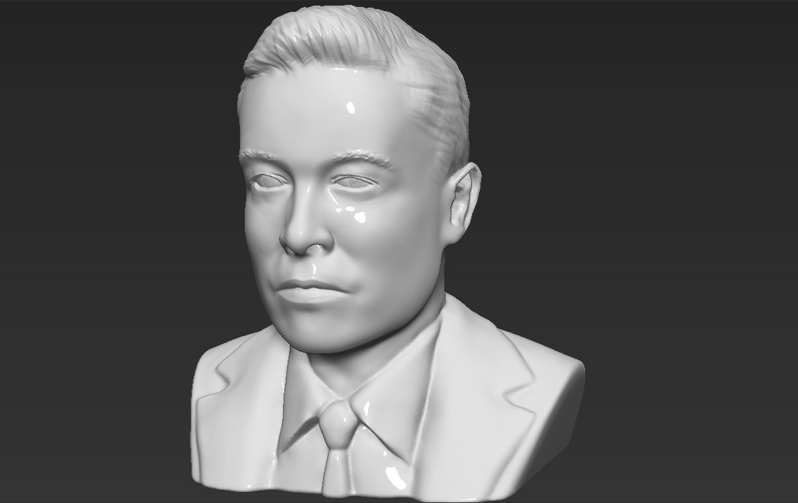 Elon Musk bust 3D printing ready obj stl formats 3D print model_3