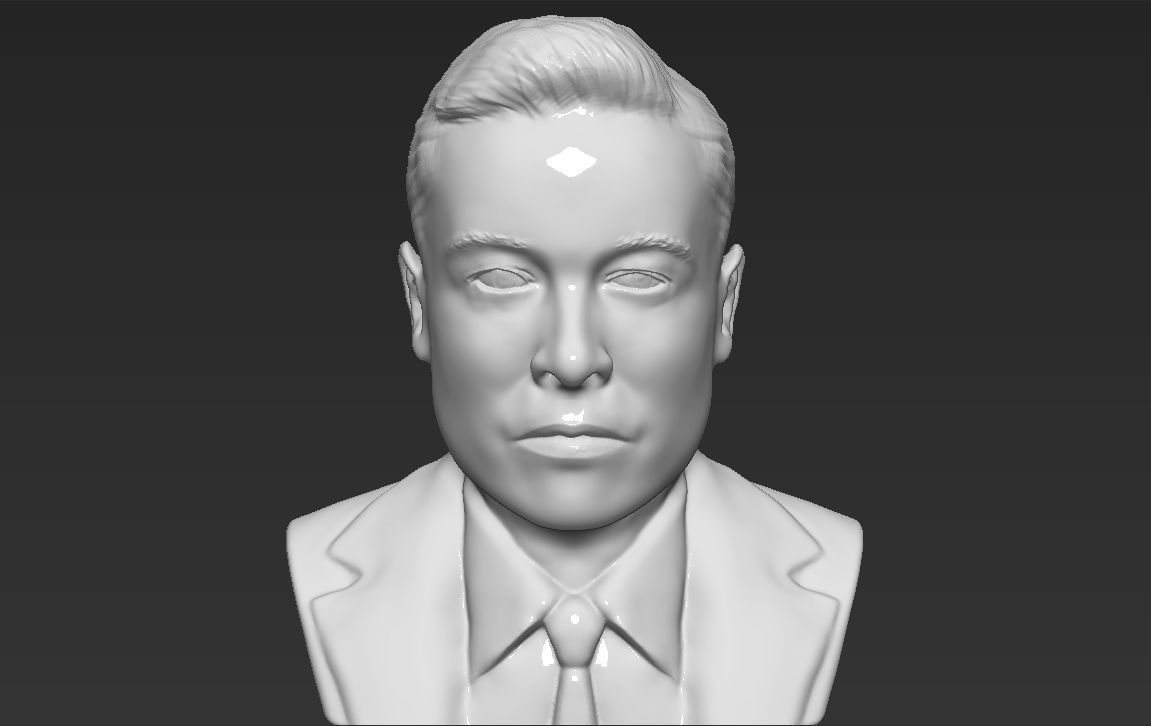 Elon Musk bust 3D printing ready obj stl formats 3D print model_1