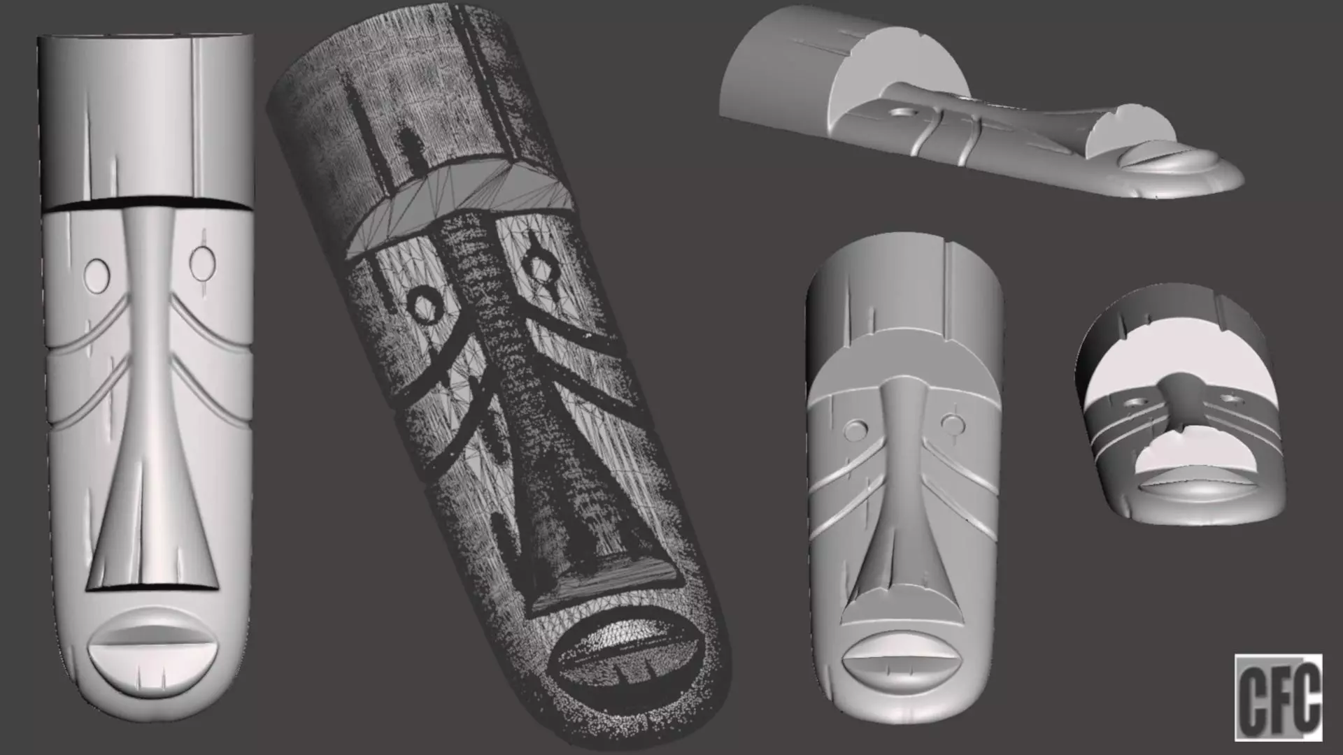 WoodCarving detail - tiki mask - 3d model for CNC - WCCFC0N 3D print model_0