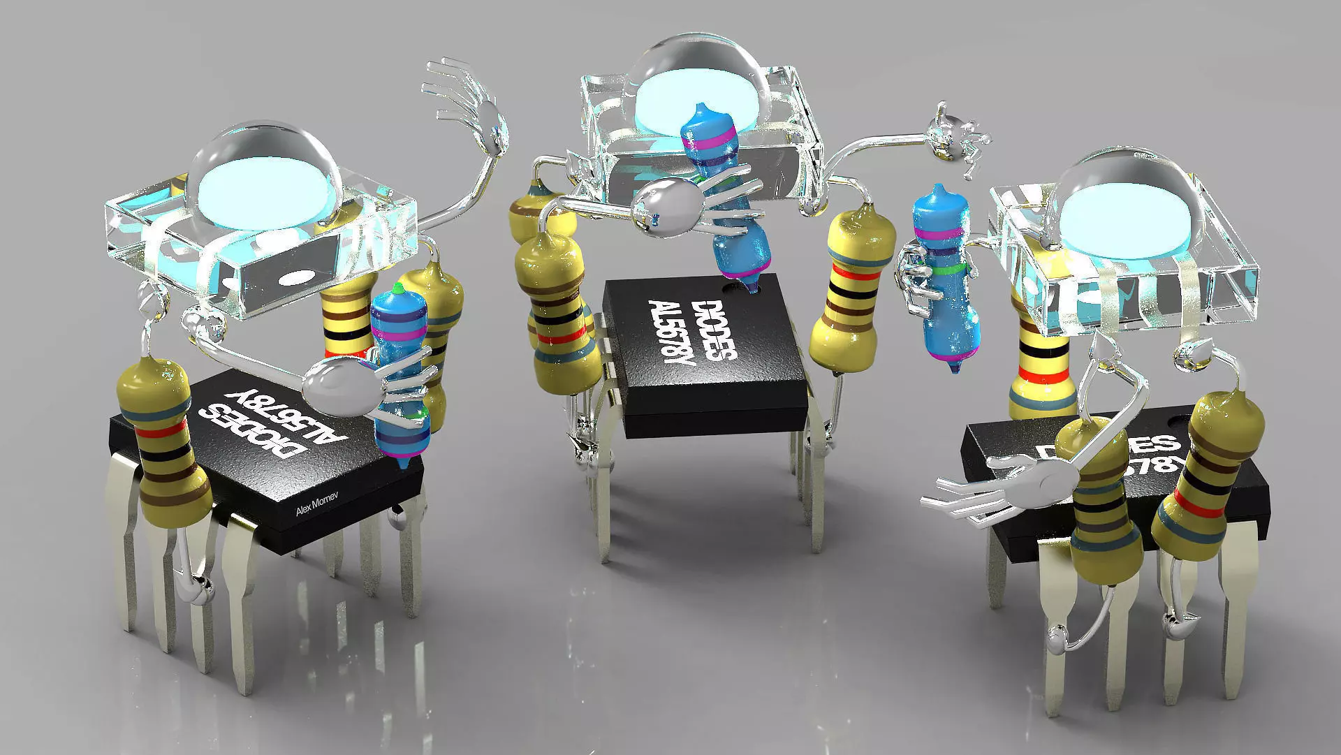 Diodes three robots Free 3D model