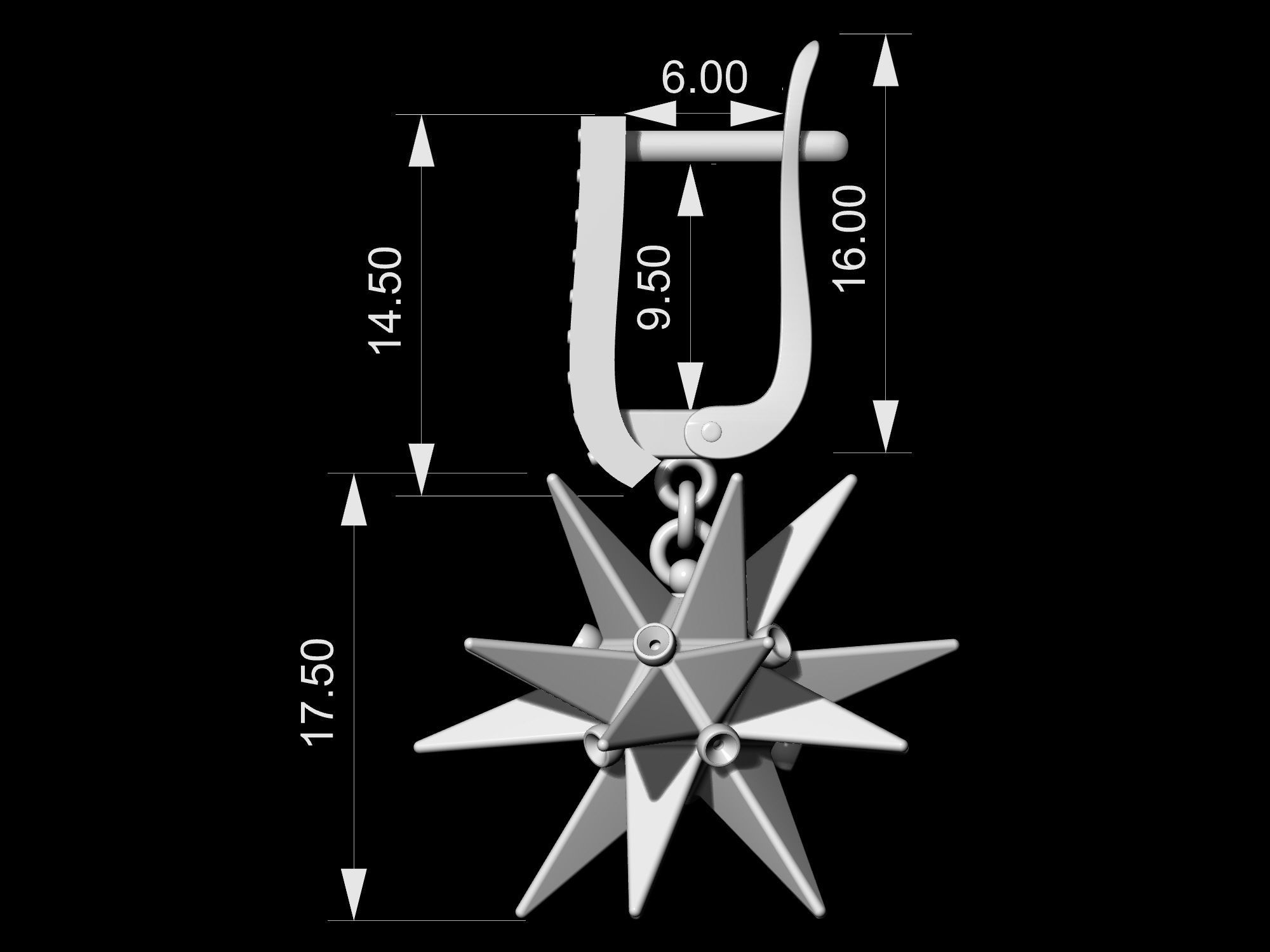 Christmas Star Earrings 3D print model_13