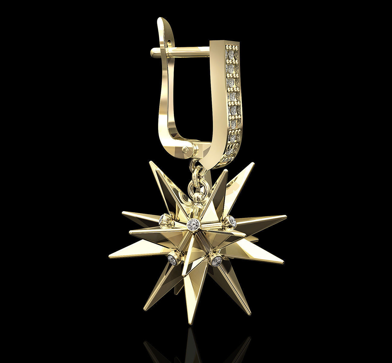 Christmas Star Earrings 3D print model_2