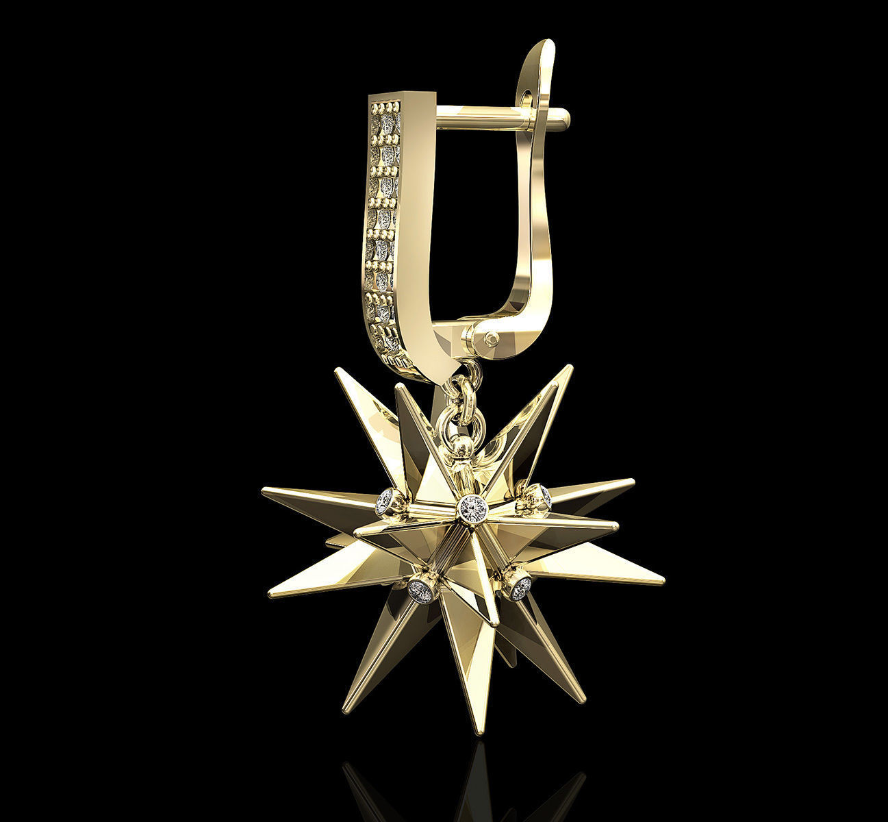 Christmas Star Earrings 3D print model_4