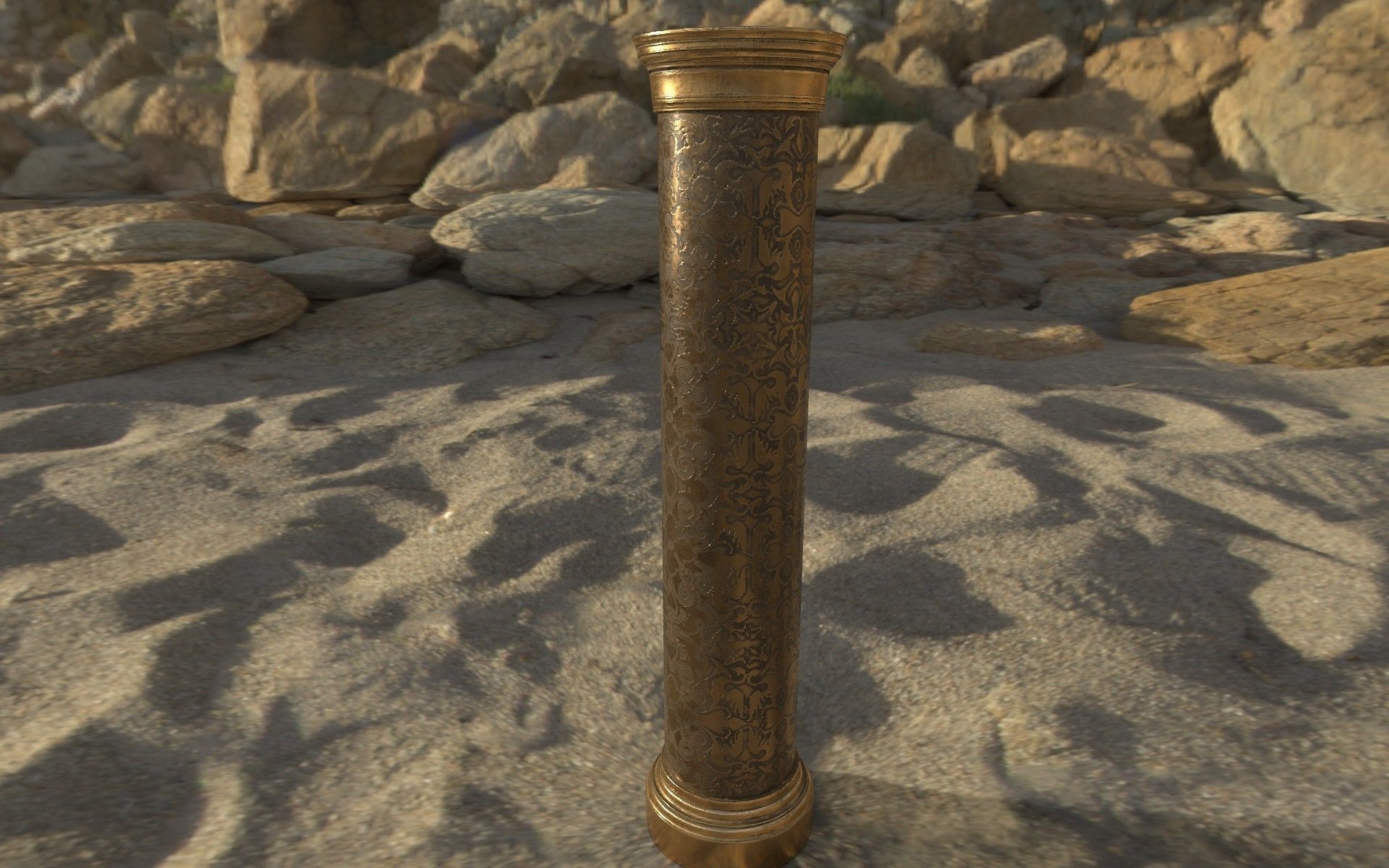 game column gold bronze Low-poly 3D model_1