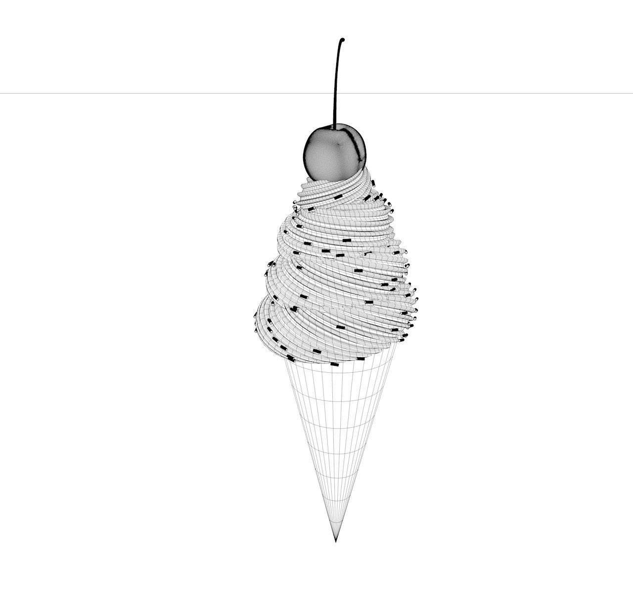 ice cream in white scene 3D model_1