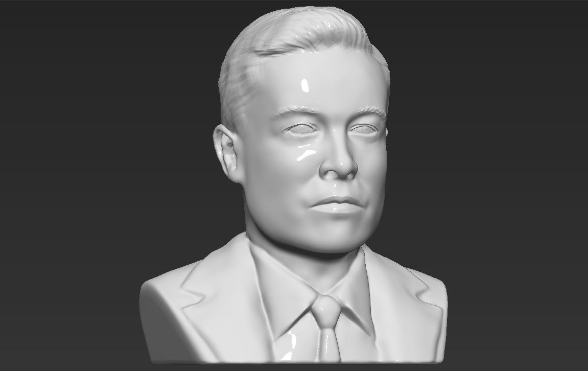 Elon Musk bust ready for full color 3D printing 3D print model_34