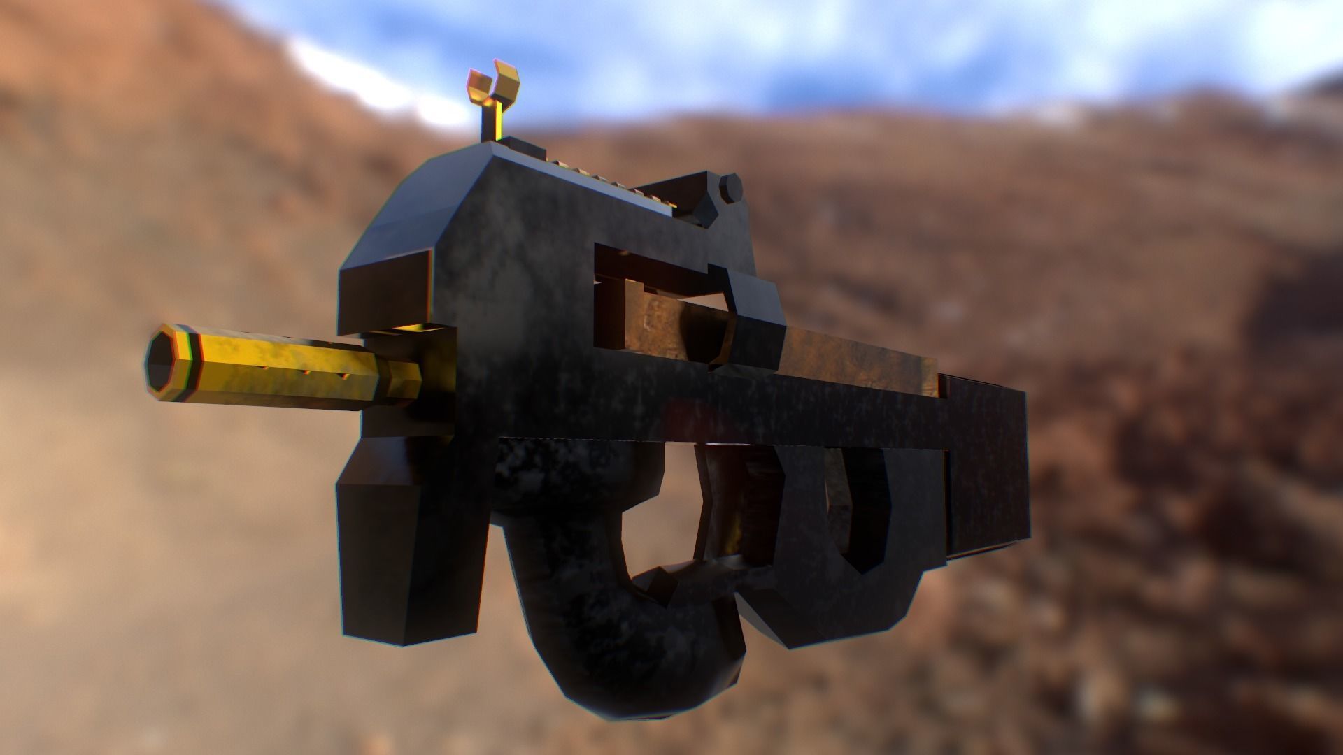 P90 Weapon Low Poly - Game Asset Low-poly 3D model_3