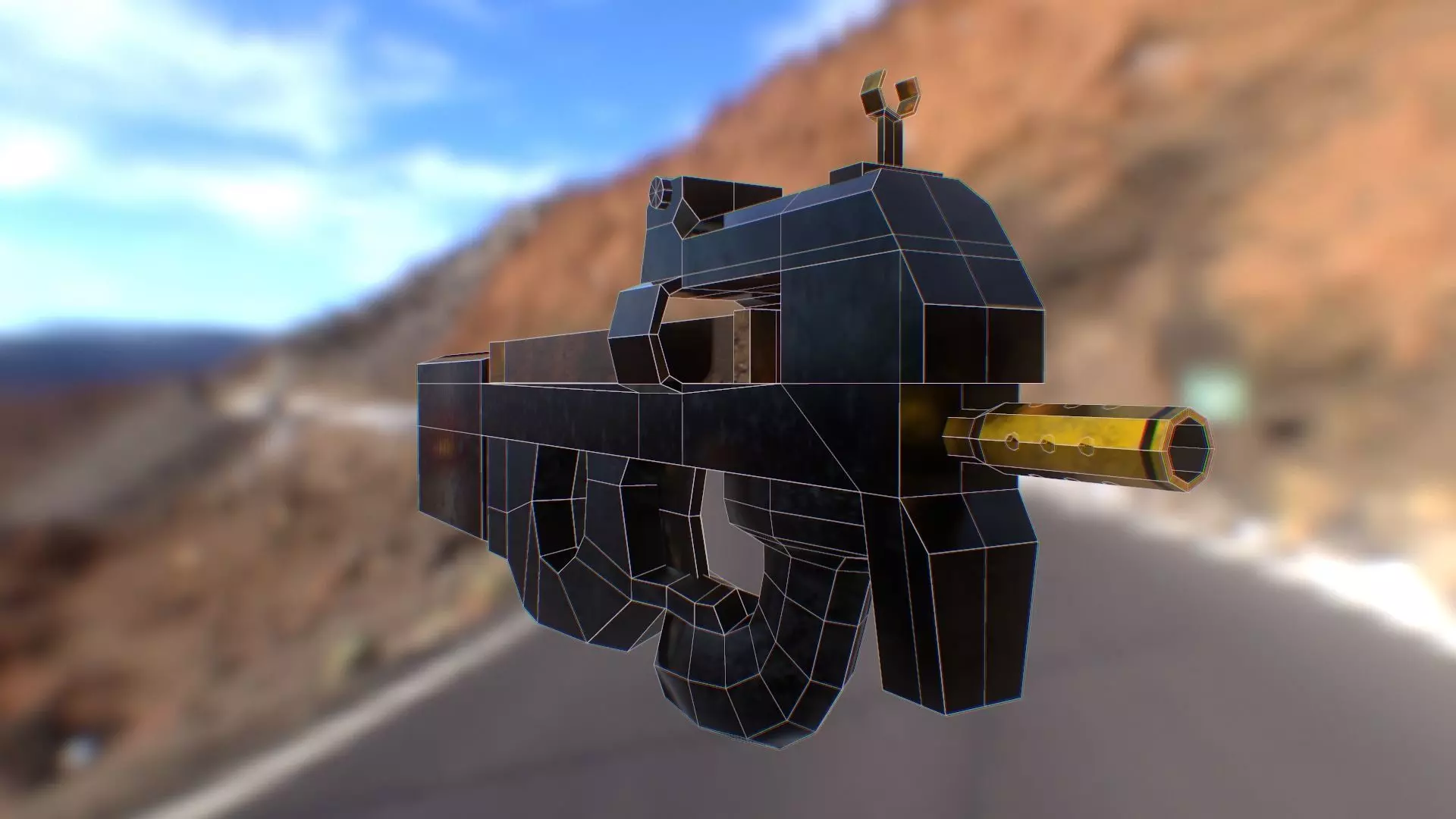 P90 Weapon Low Poly - Game Asset Low-poly 3D model_0