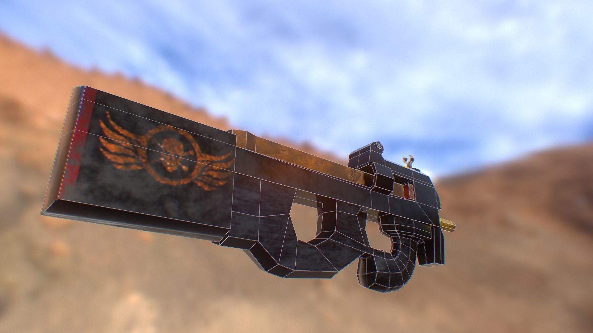 P90 Weapon Low Poly - Game Asset Low-poly 3D model_6