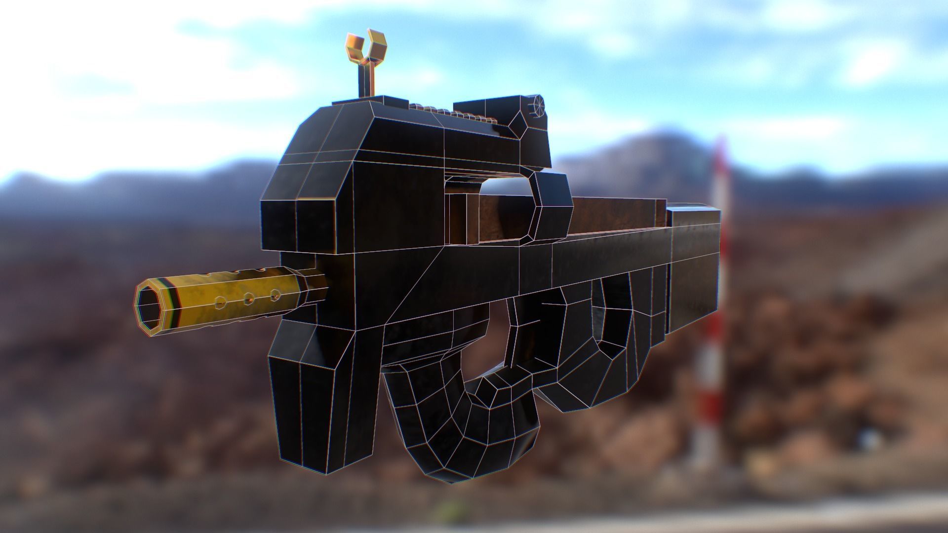 P90 Weapon Low Poly - Game Asset Low-poly 3D model_9