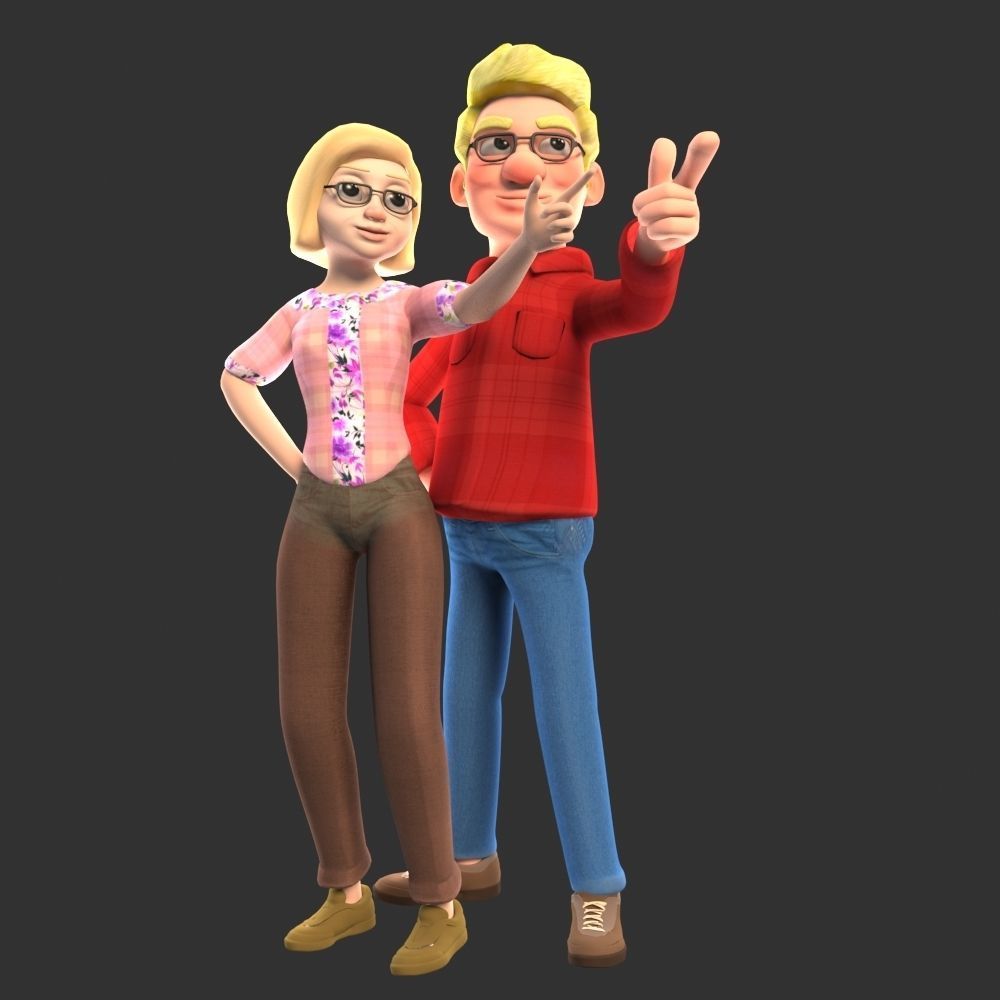 Grand father and Grand mother 3D model_7