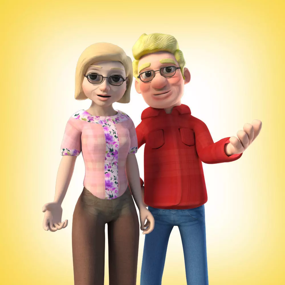 Grand father and Grand mother 3D model_0