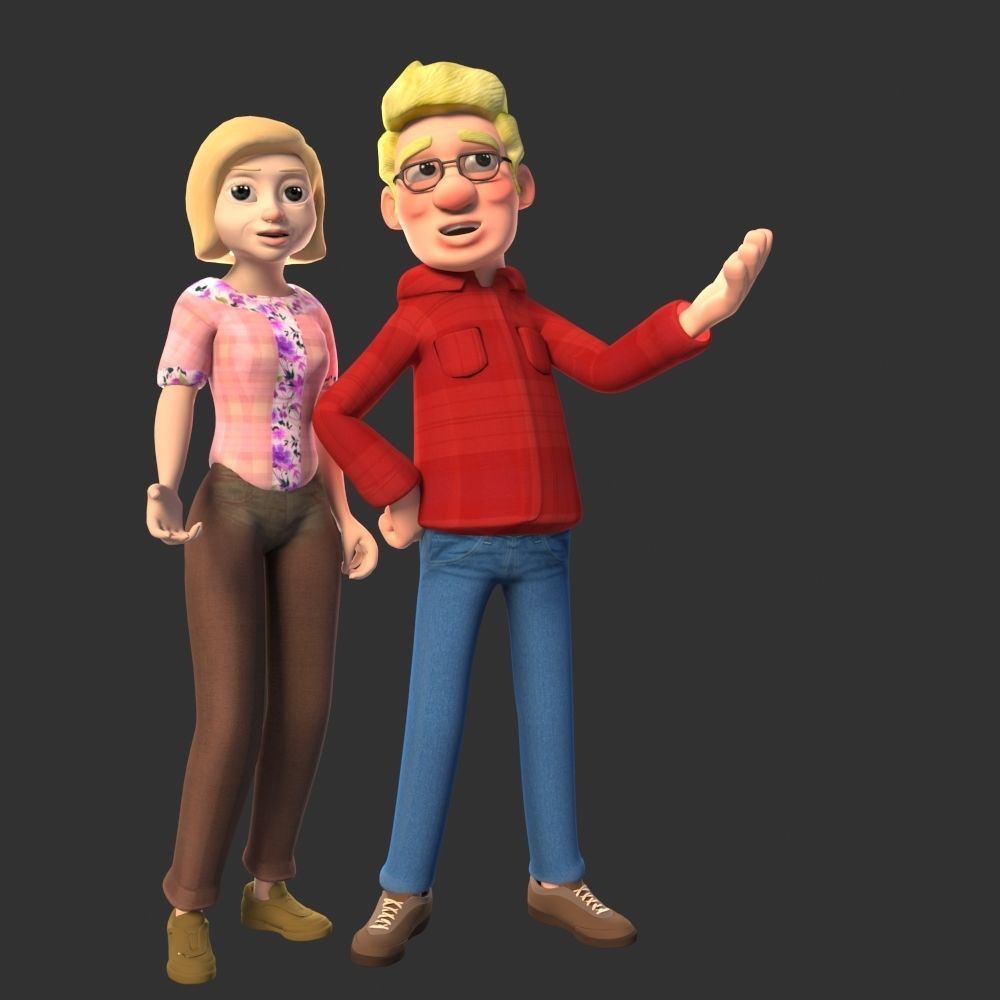 Grand father and Grand mother 3D model_6