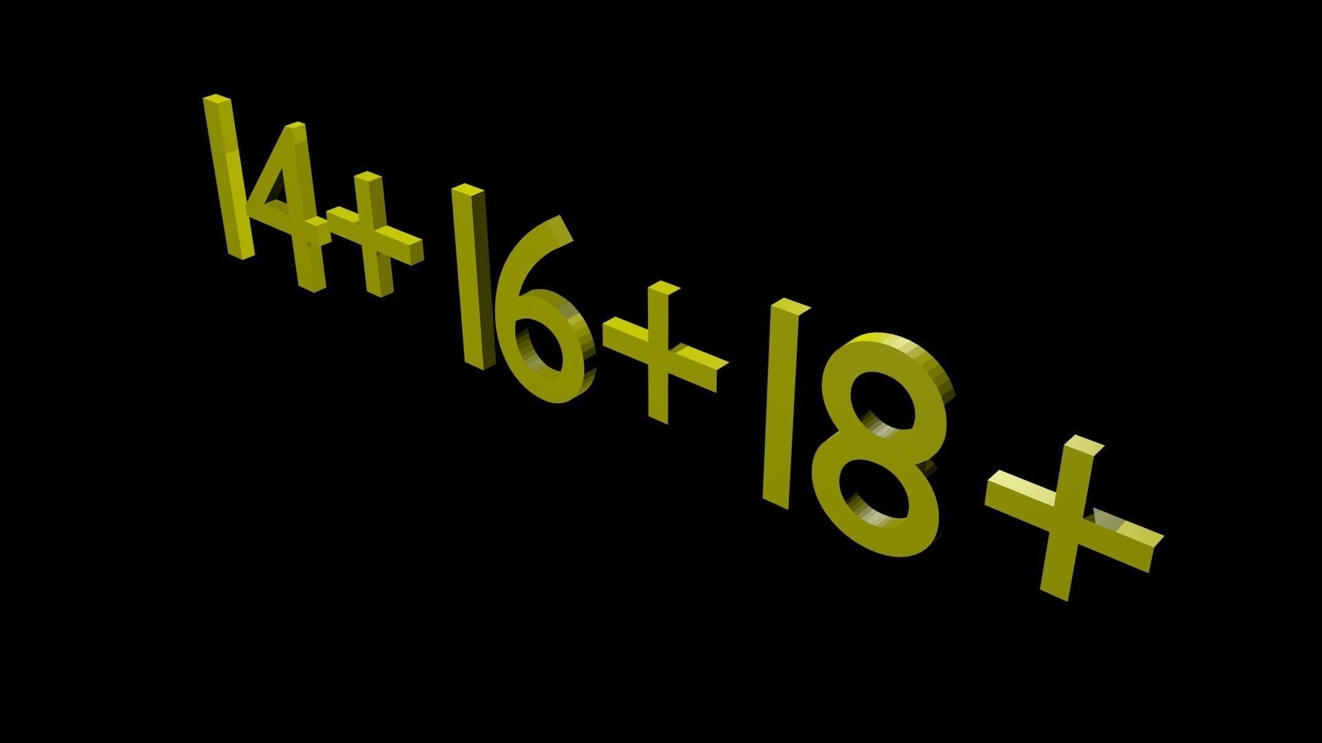 Symbols From 14 to 18 Low-poly 3D model_2