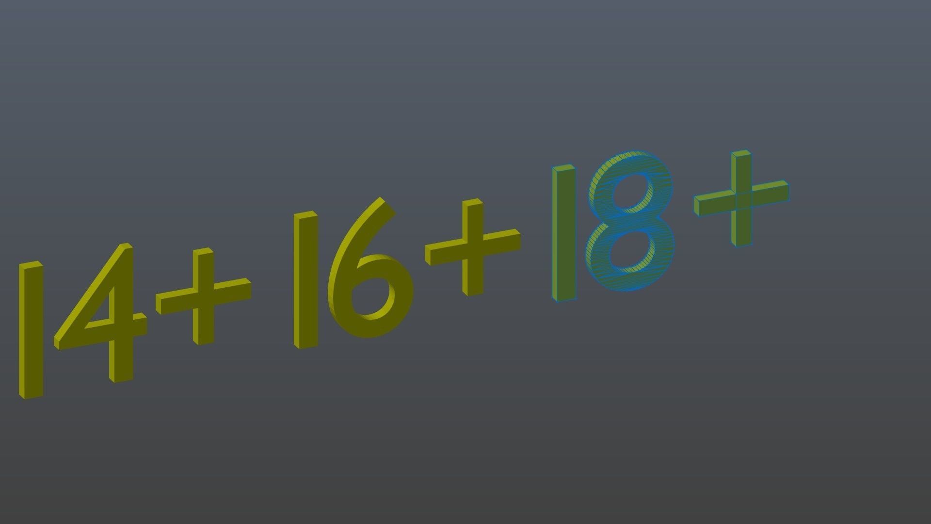 Symbols From 14 to 18 Low-poly 3D model_13