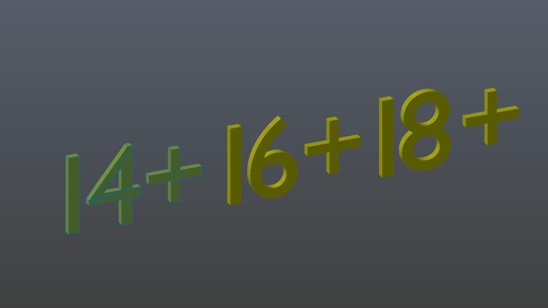 Symbols From 14 to 18 Low-poly 3D model_10
