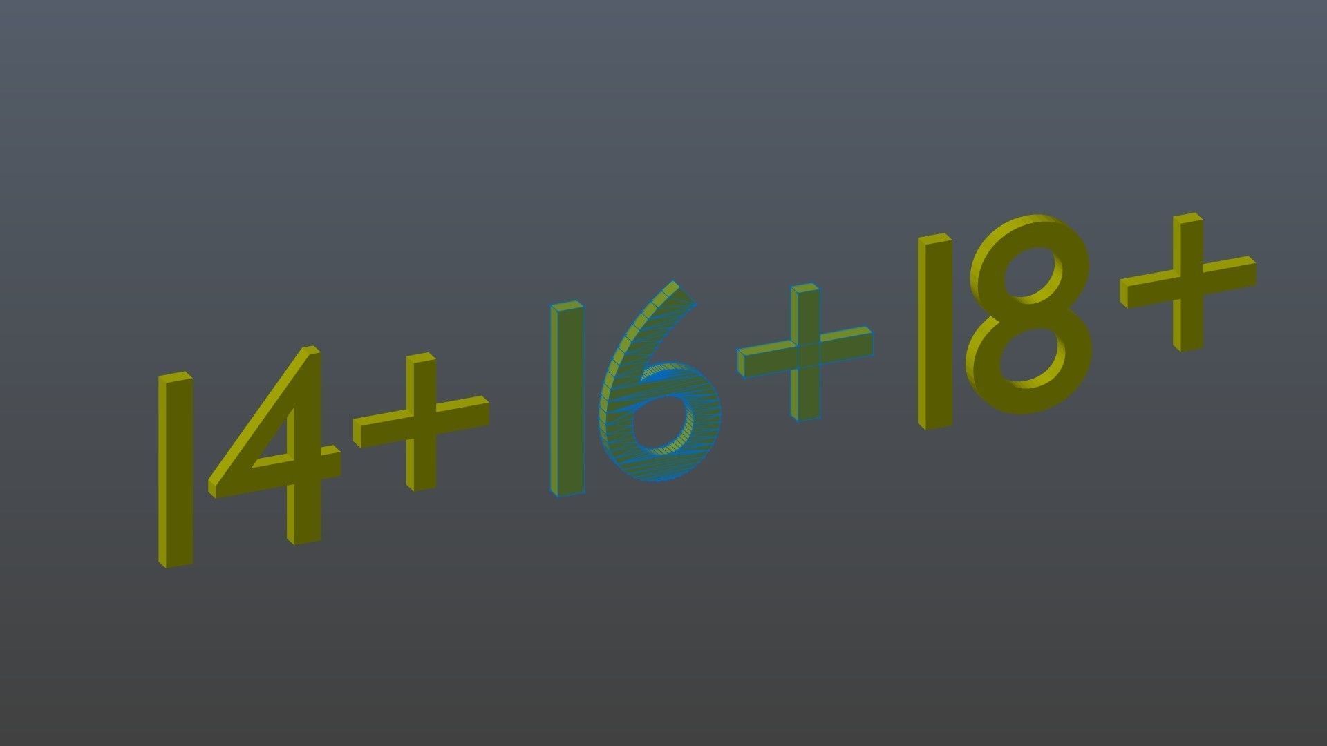 Symbols From 14 to 18 Low-poly 3D model_12