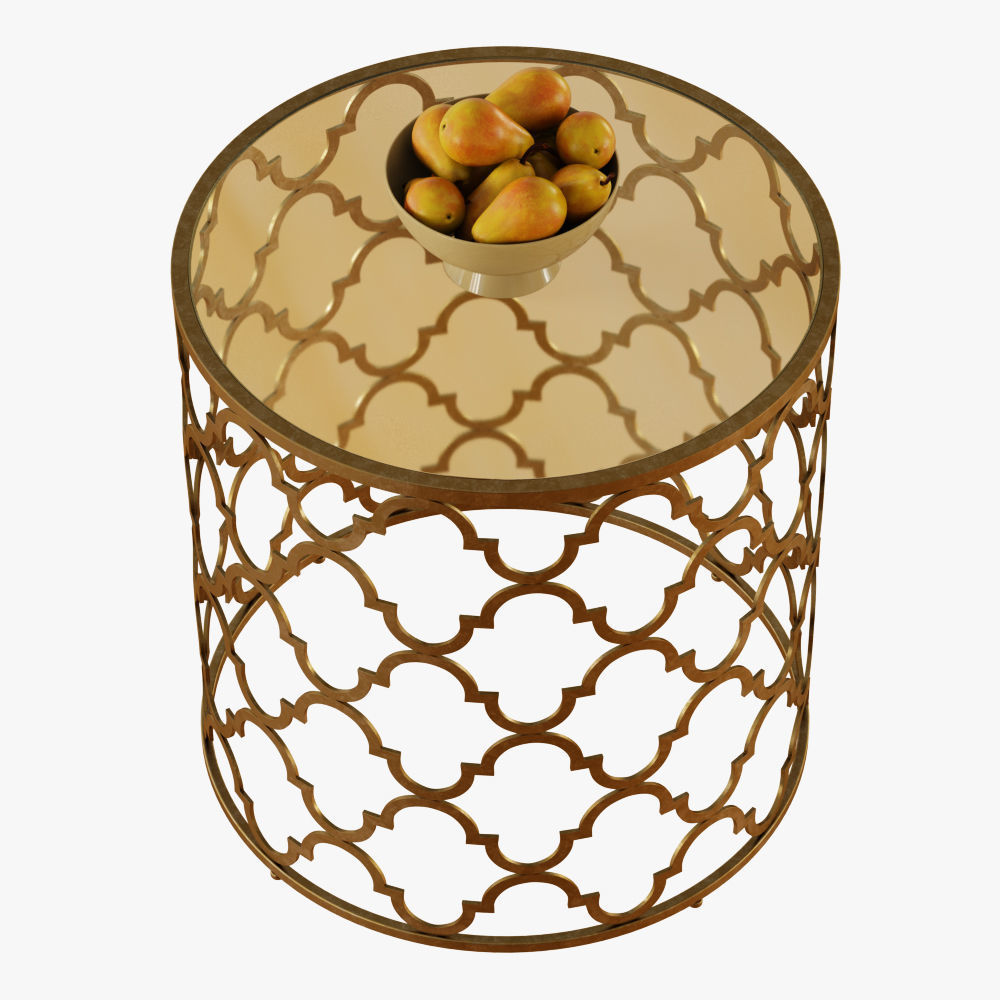 Round Moroccan Side Table 3D model_2
