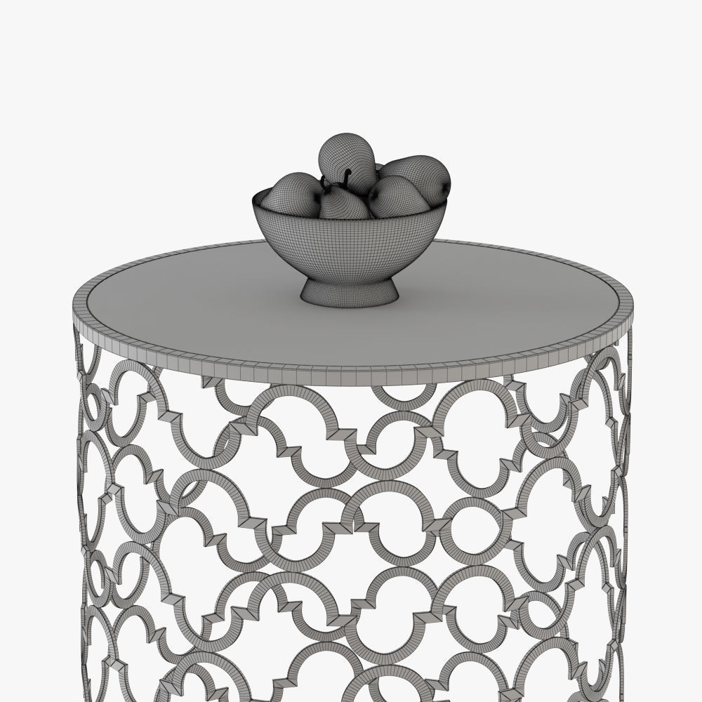 Round Moroccan Side Table 3D model_4