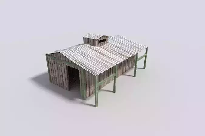 low poly farm building 2