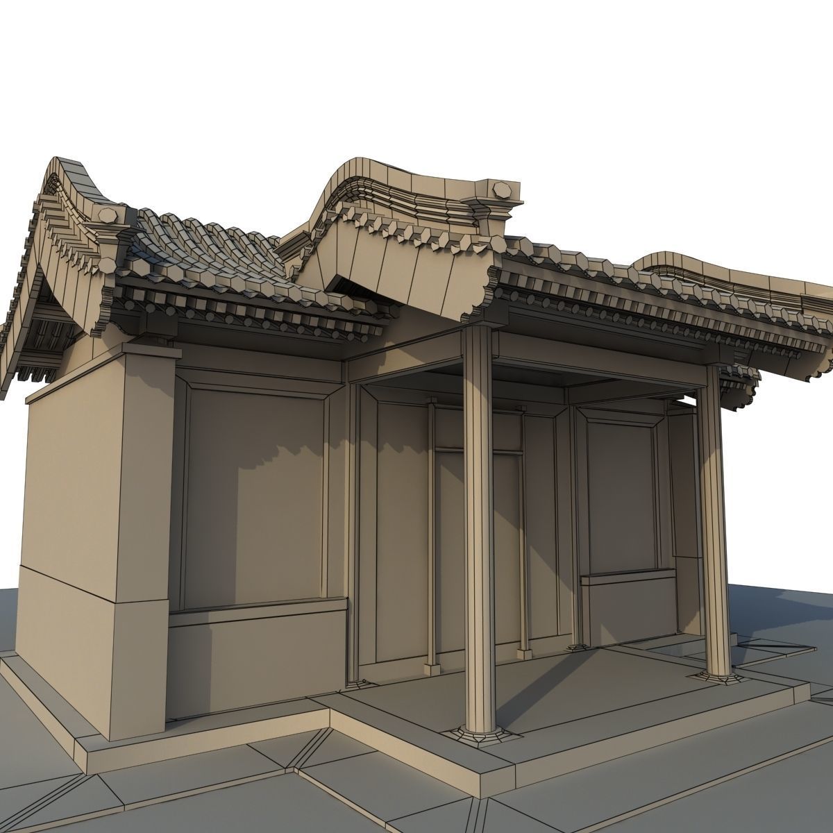 3D Chinese ancient architecture nine in one Low-poly 3D model_21