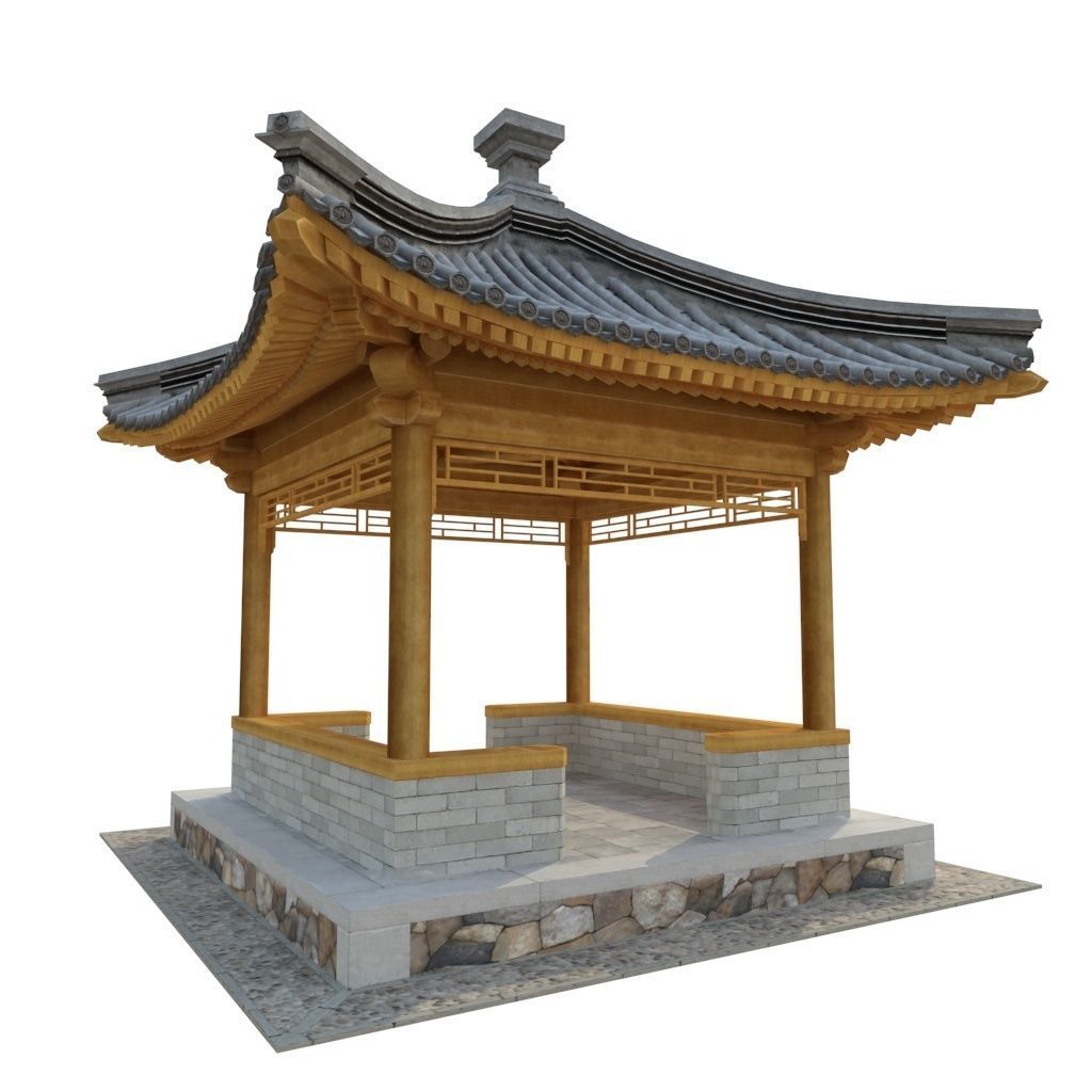 3D Chinese ancient architecture nine in one Low-poly 3D model_1