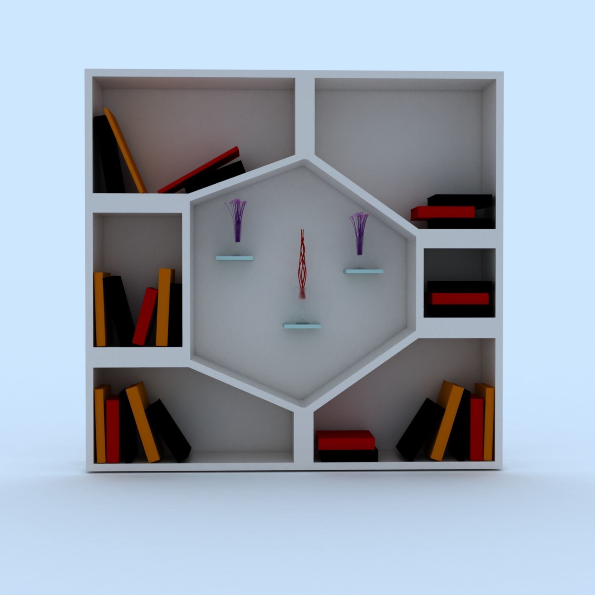 Book Shelf Low-poly 3D model_4