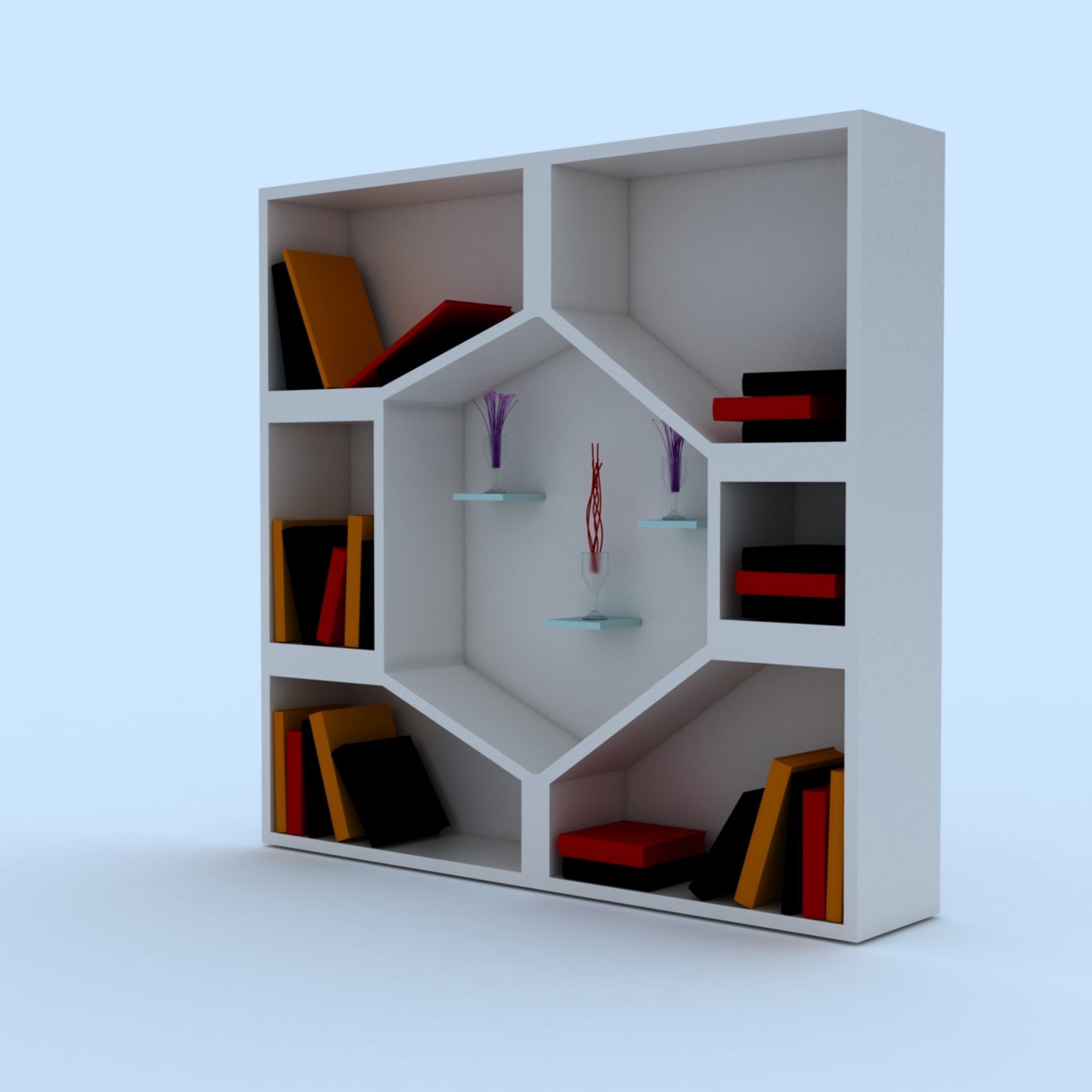 Book Shelf Low-poly 3D model_3
