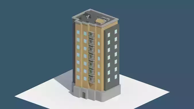 Low Poly Aparment 1 tall building
