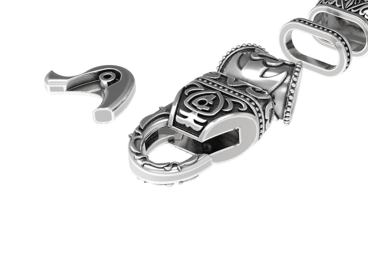 Stylish antique bracelet with patterns cross 387 3D print model_14