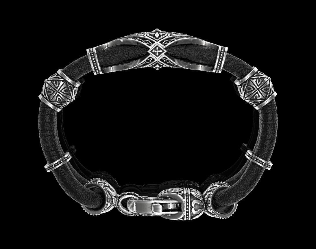 Stylish antique bracelet with patterns cross 387 3D print model_3