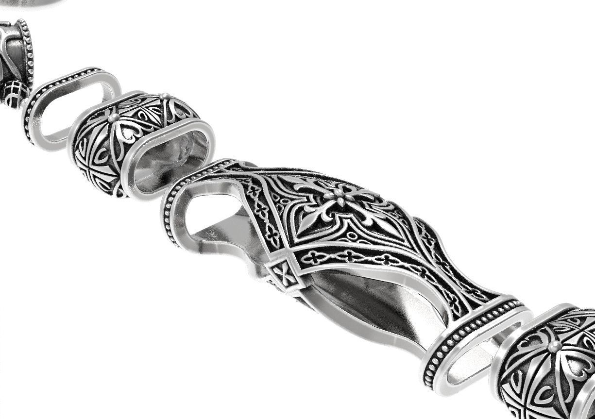 Stylish antique bracelet with patterns cross 387 3D print model_13