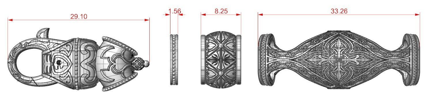 Stylish antique bracelet with patterns cross 387 3D print model_15