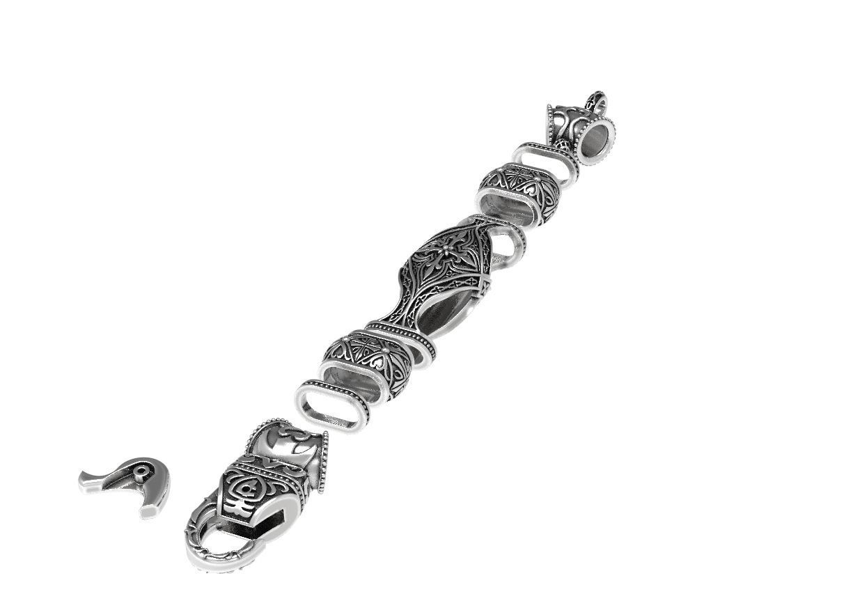 Stylish antique bracelet with patterns cross 387 3D print model_11