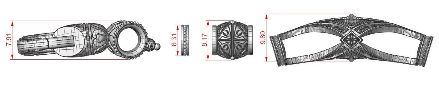 Stylish antique bracelet with patterns cross 387 3D print model_16