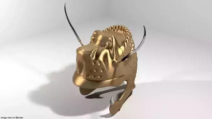 Ancient Combat Helmet - Macedonian Lionhead 3D model