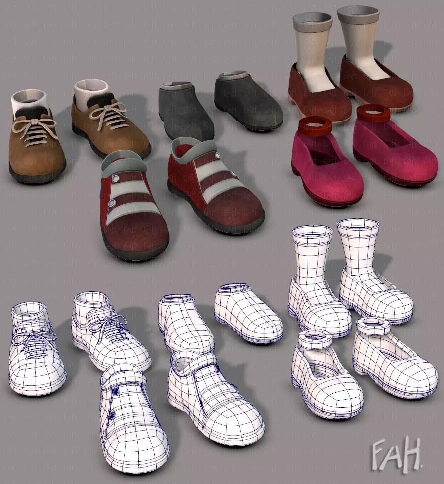 Shoes cartoon Low-poly 3D model_0
