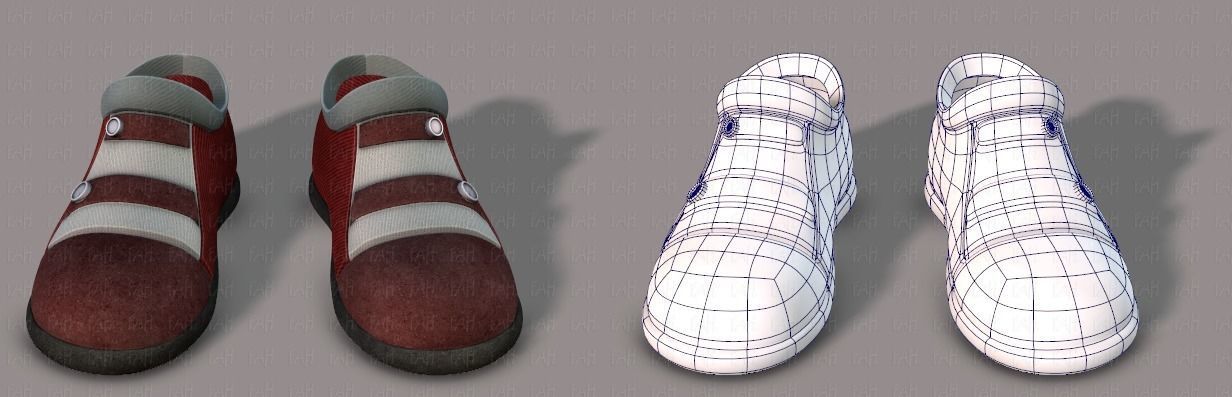 Shoes cartoon Low-poly 3D model_9