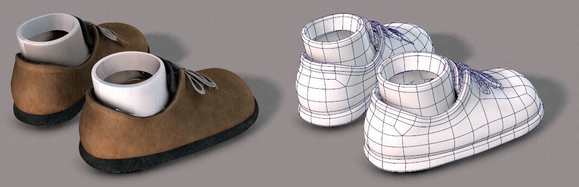 Shoes cartoon Low-poly 3D model_4