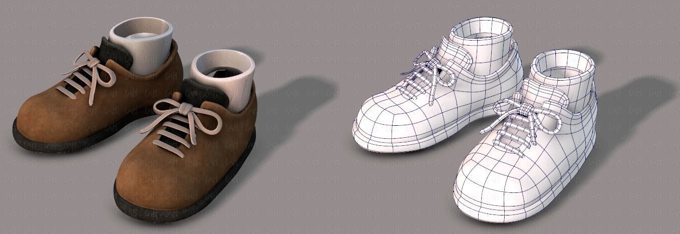 Shoes cartoon Low-poly 3D model_8