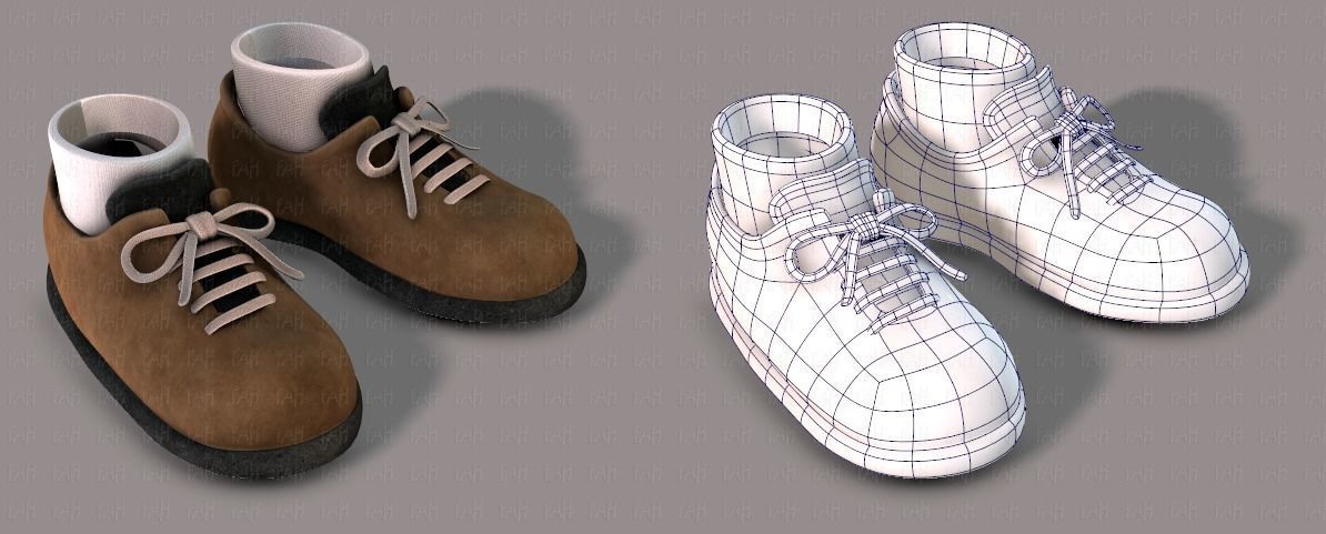 Shoes cartoon Low-poly 3D model_2
