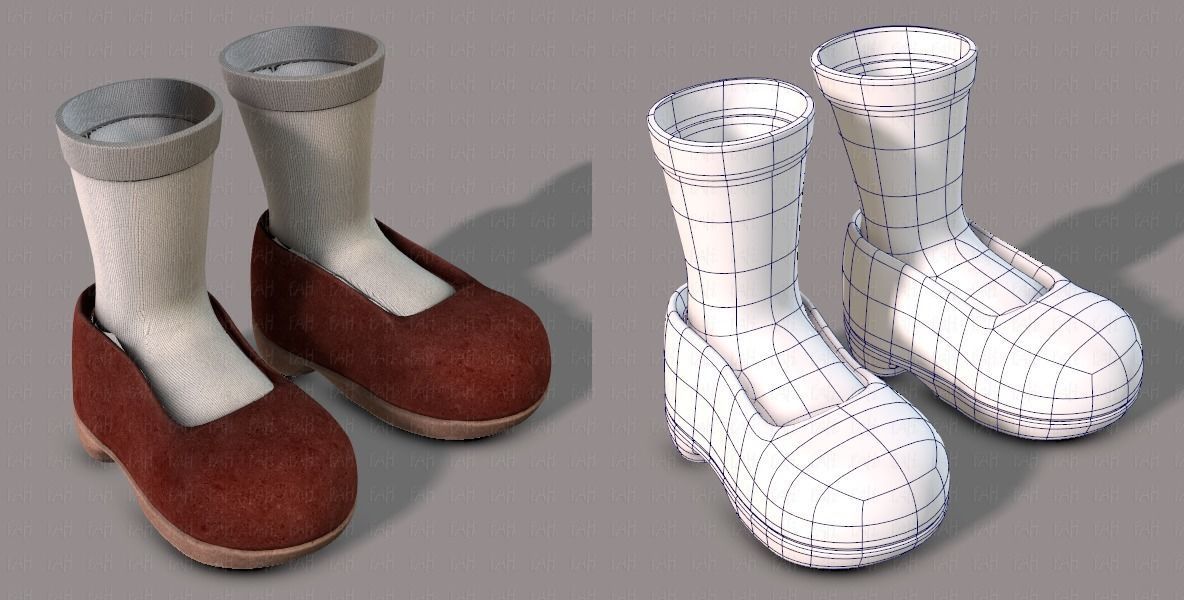 Shoes cartoon Low-poly 3D model_26