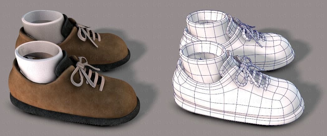 Shoes cartoon Low-poly 3D model_3