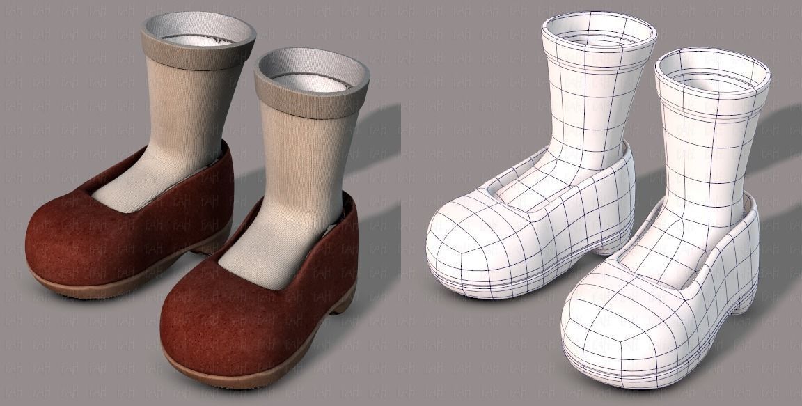 Shoes cartoon Low-poly 3D model_32