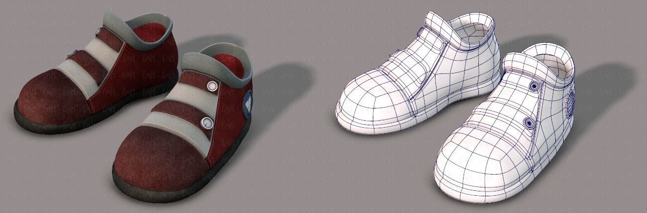 Shoes cartoon Low-poly 3D model_16