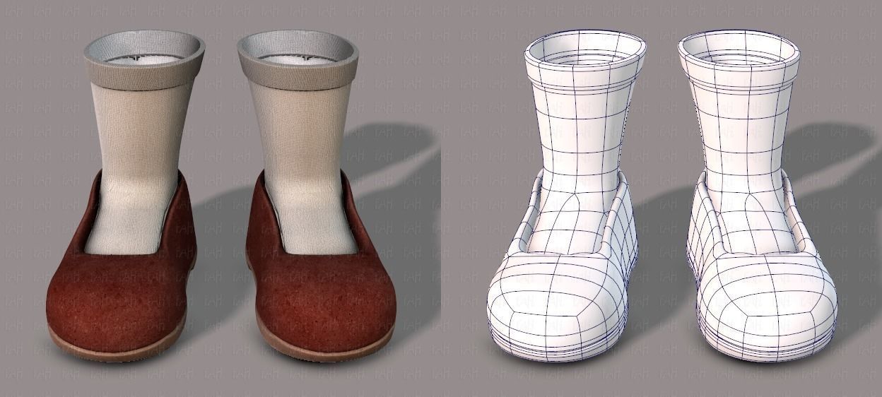 Shoes cartoon Low-poly 3D model_25